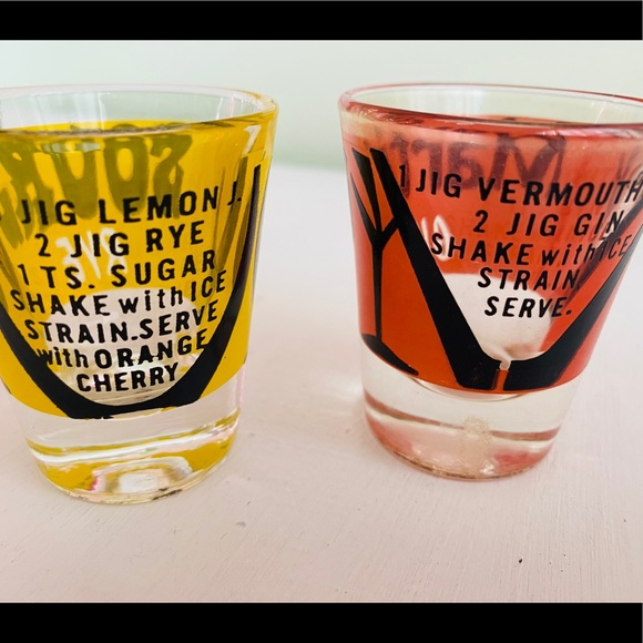 3 Vintage Martini 🍸& 🥃 Whiskey Sour Shot Glasses - Picture 4 of 16